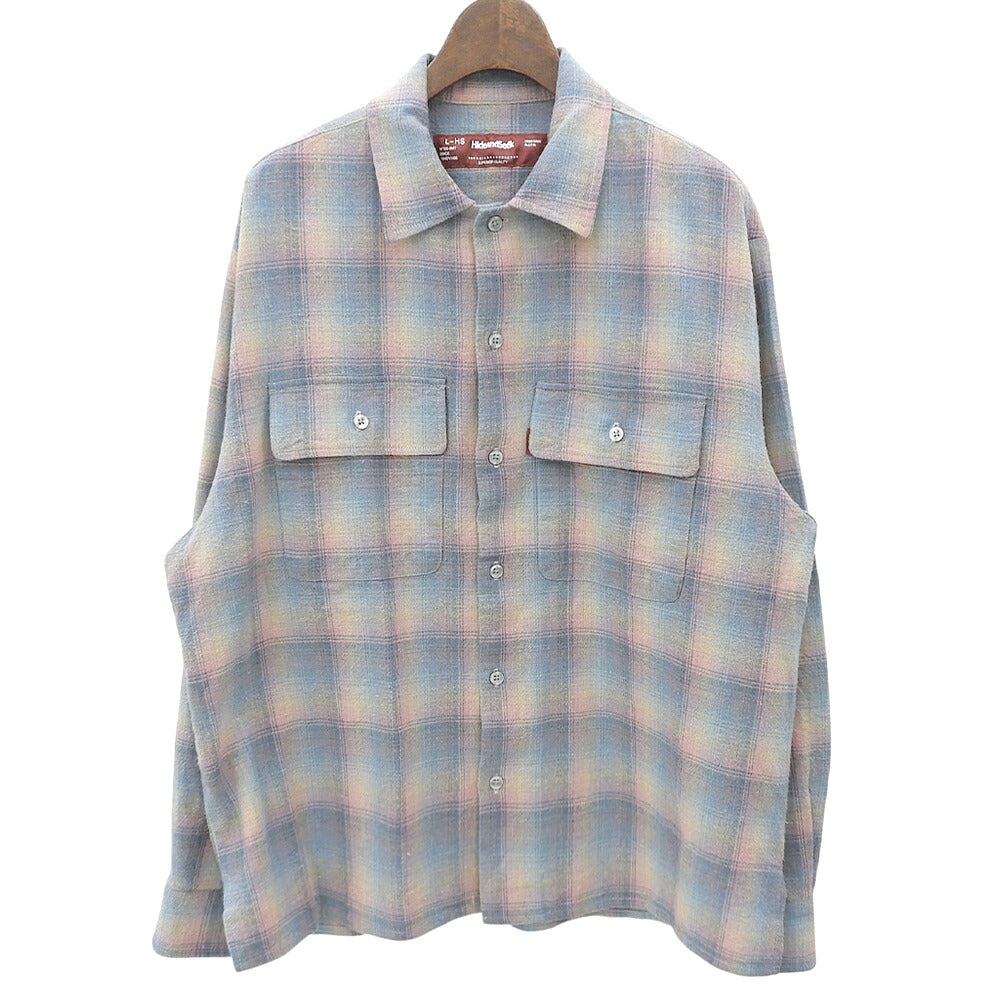 Hide&SeeK Flannel Check Long Sleeve Shirt Blue/Pink Cotton Size L