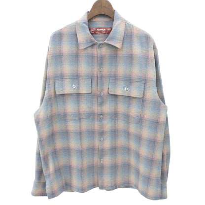 Hide&SeeK Flannel Check Long Sleeve Shirt Blue/Pink Cotton Size L