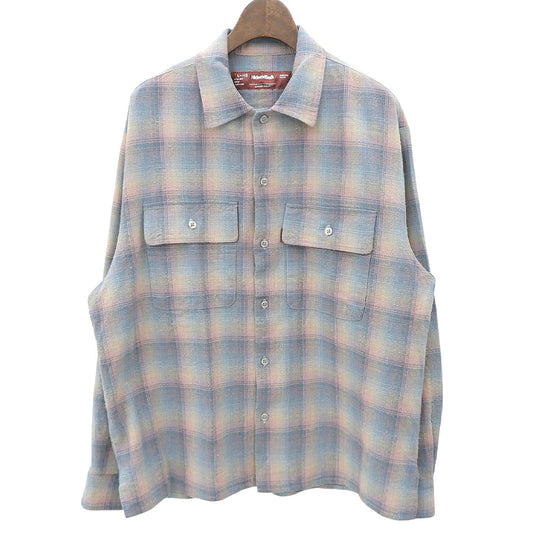 Hide&SeeK Flannel Check Long Sleeve Shirt Blue/Pink Cotton Size L