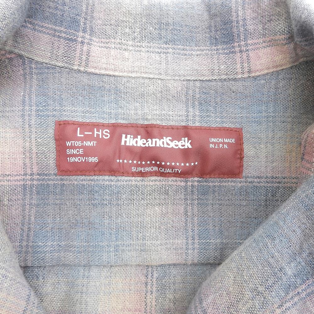 Hide&SeeK Flannel Check Long Sleeve Shirt Blue/Pink Cotton Size L