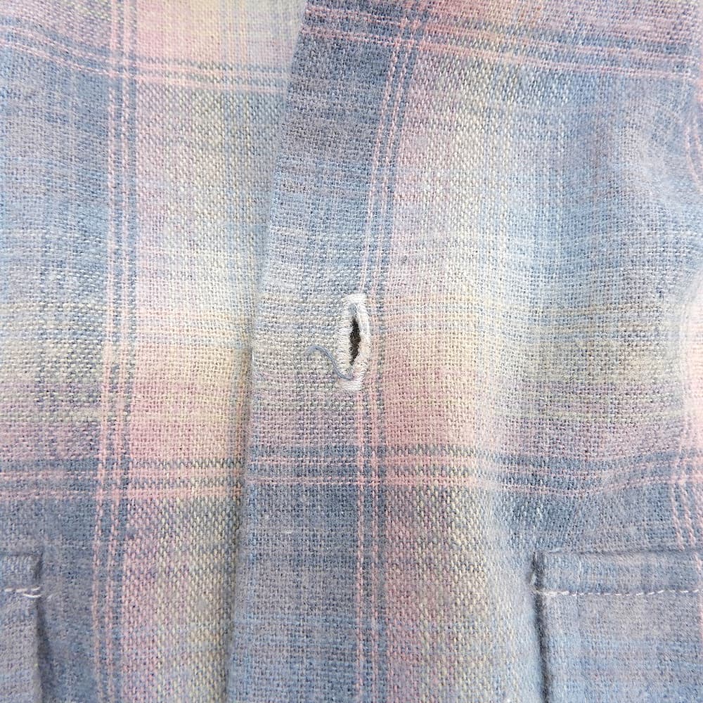 Hide&SeeK Flannel Check Long Sleeve Shirt Blue/Pink Cotton Size L