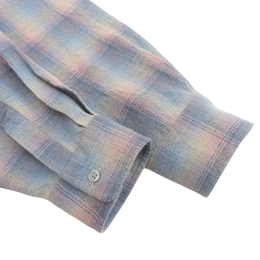 Hide&SeeK Flannel Check Long Sleeve Shirt Blue/Pink Cotton Size L