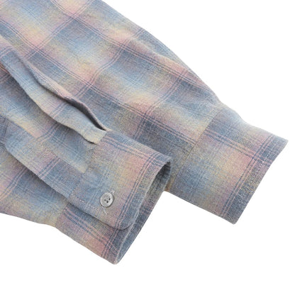 Hide&SeeK Flannel Check Long Sleeve Shirt Blue/Pink Cotton Size L