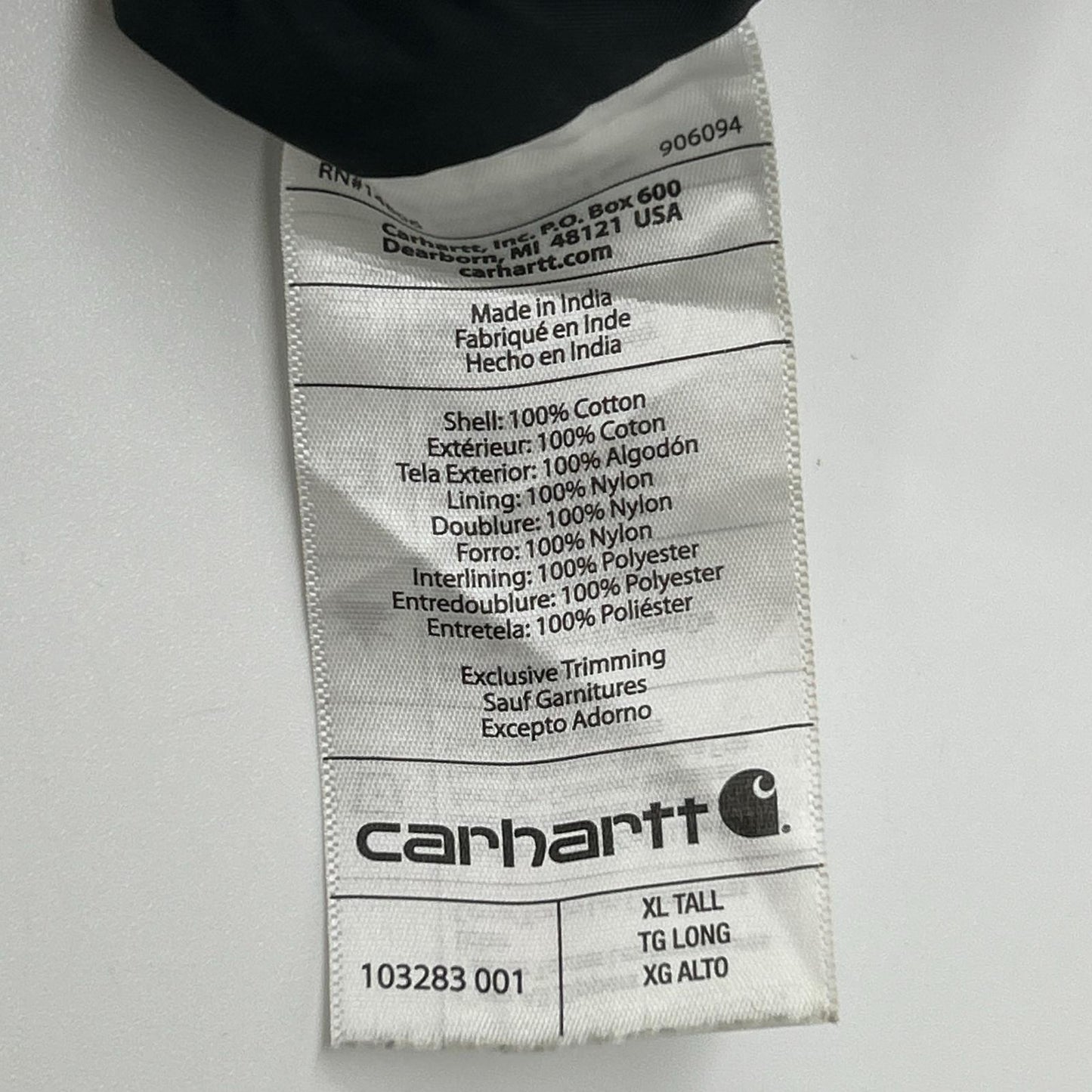 carhartt 103283 Black Traditional Duck Work Jacket Size XL