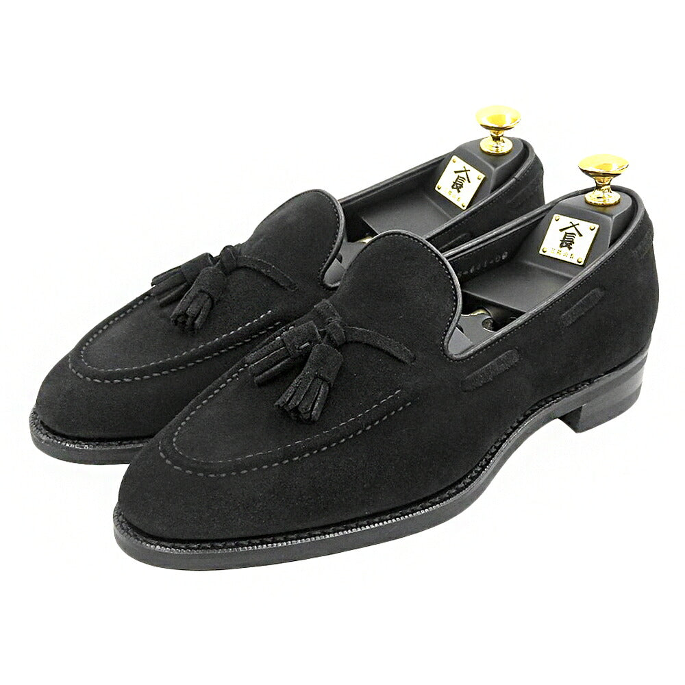 SHIKASABURO R Nubuck Tassel Loafers Black Size 7