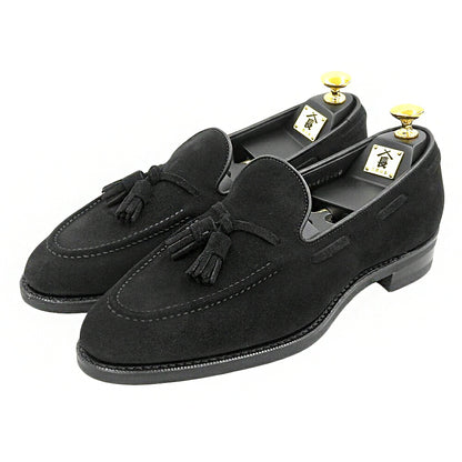 SHIKASABURO R Nubuck Tassel Loafers Black Size 7