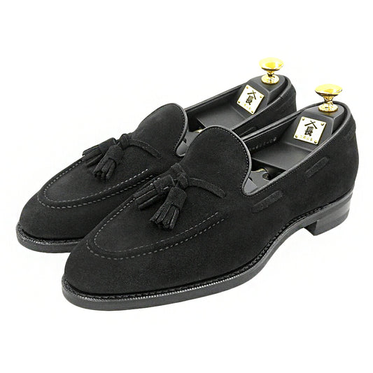 SHIKASABURO R Nubuck Tassel Loafers Black Size 7