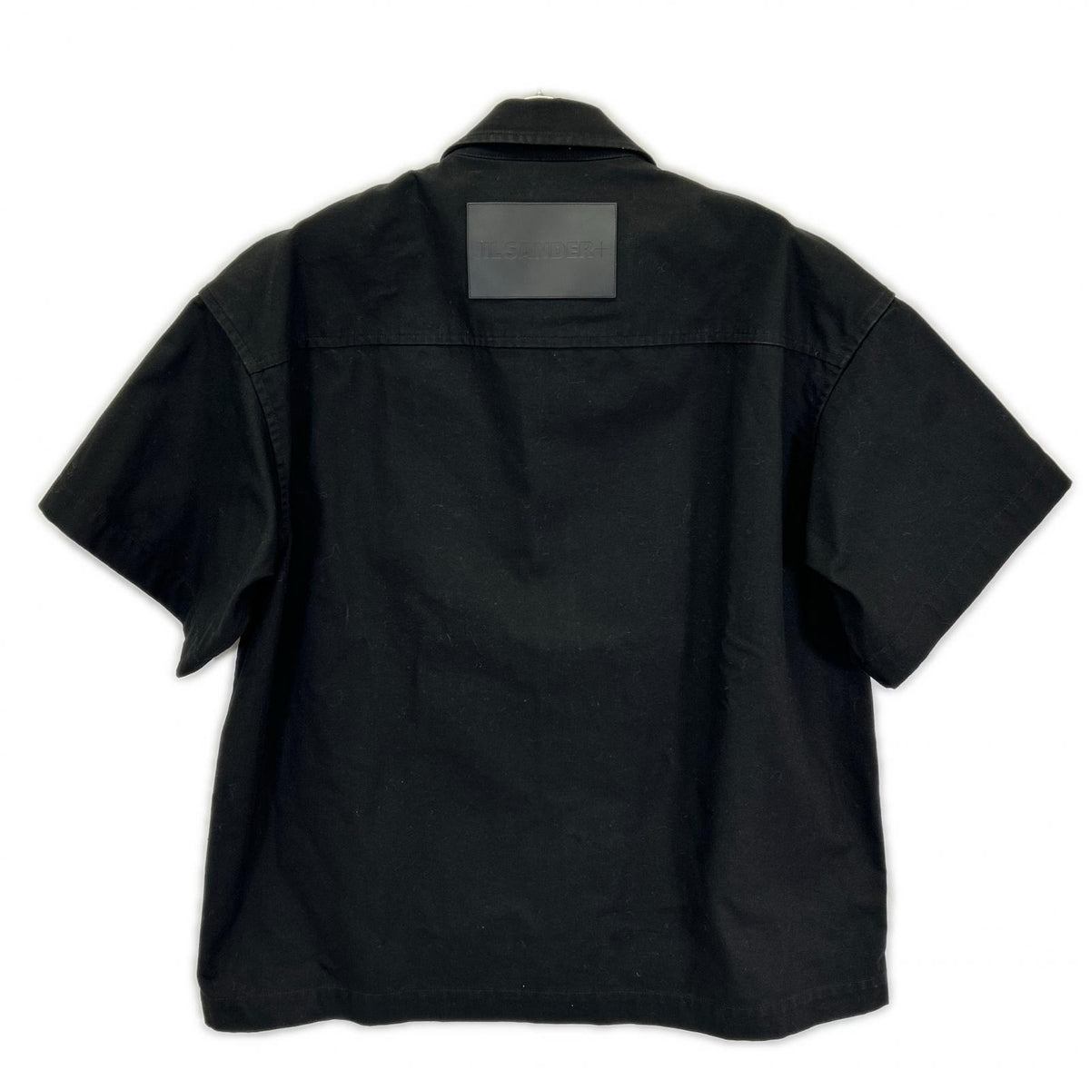 JILSANDER Black Cotton Zip-Up Short Sleeve Shirt Size 44
