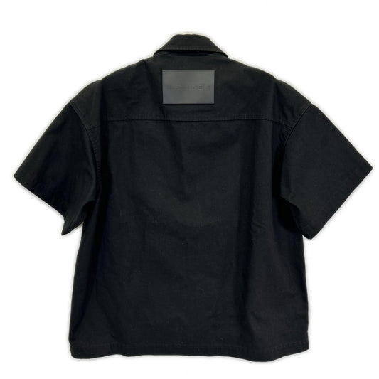 JILSANDER Black Cotton Zip-Up Short Sleeve Shirt Size 44