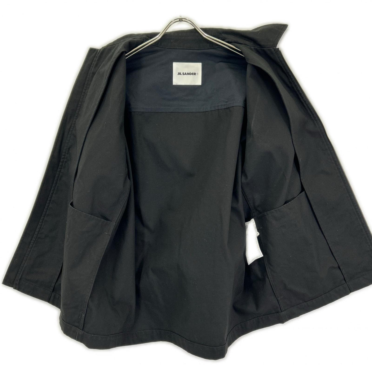 JILSANDER Black Cotton Zip-Up Short Sleeve Shirt Size 44