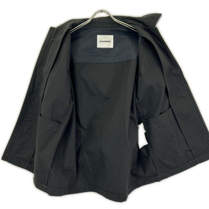 JILSANDER Black Cotton Zip-Up Short Sleeve Shirt Size 44