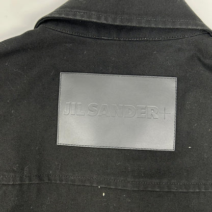 JILSANDER Black Cotton Zip-Up Short Sleeve Shirt Size 44