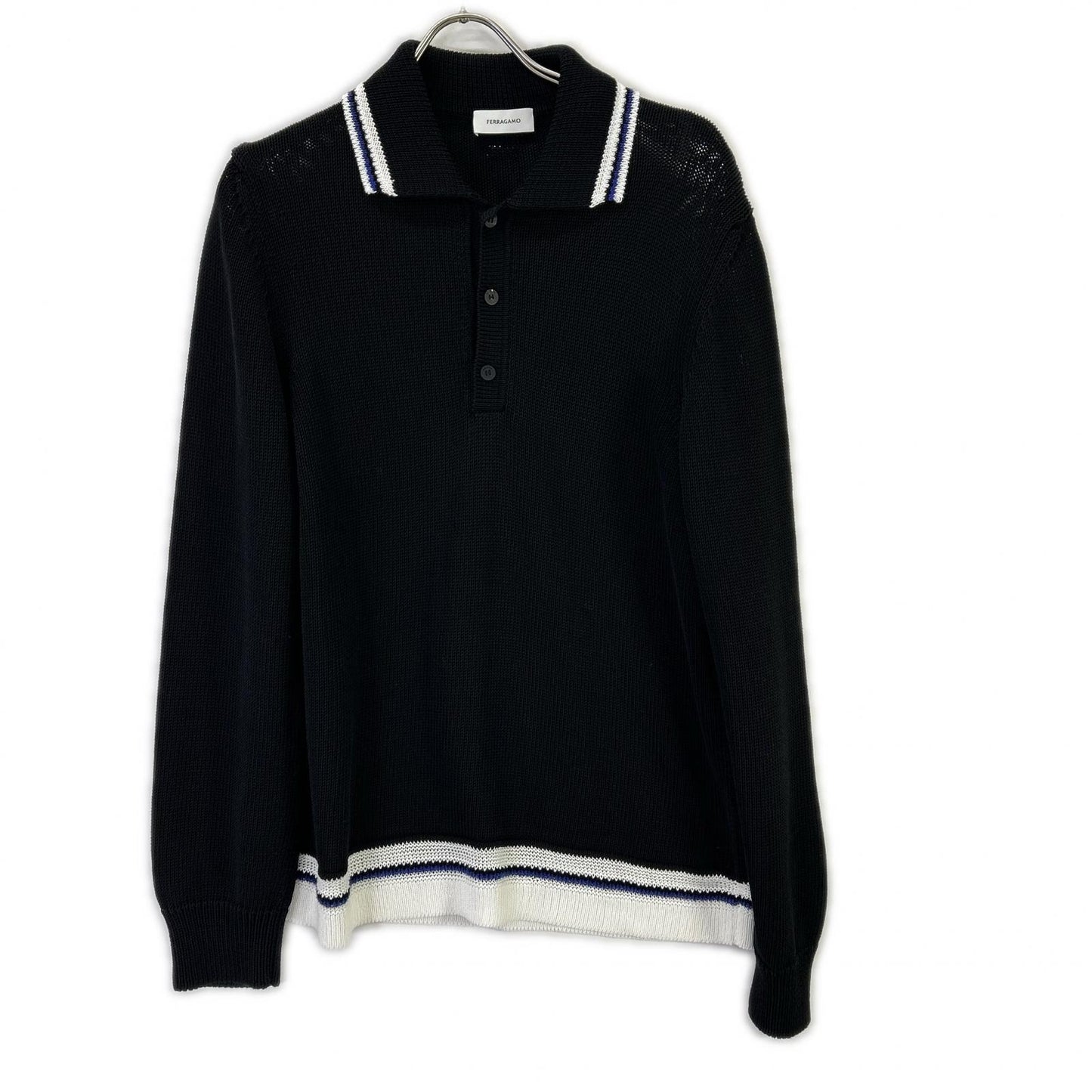 SalvatoreFerragamo 24SS Rayon Knit Polo Black Size M