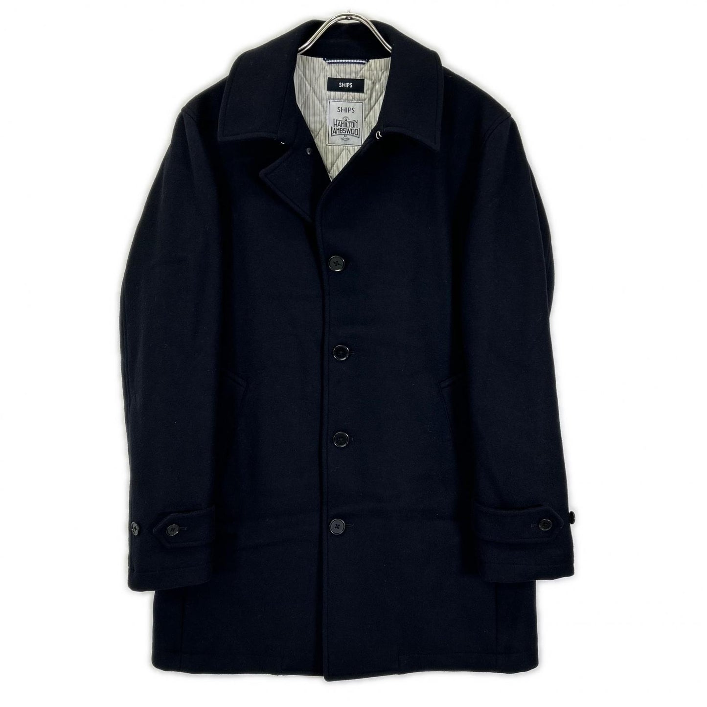 SHIPS Hamilton Lambswool Melton P-Coat Navy Size L