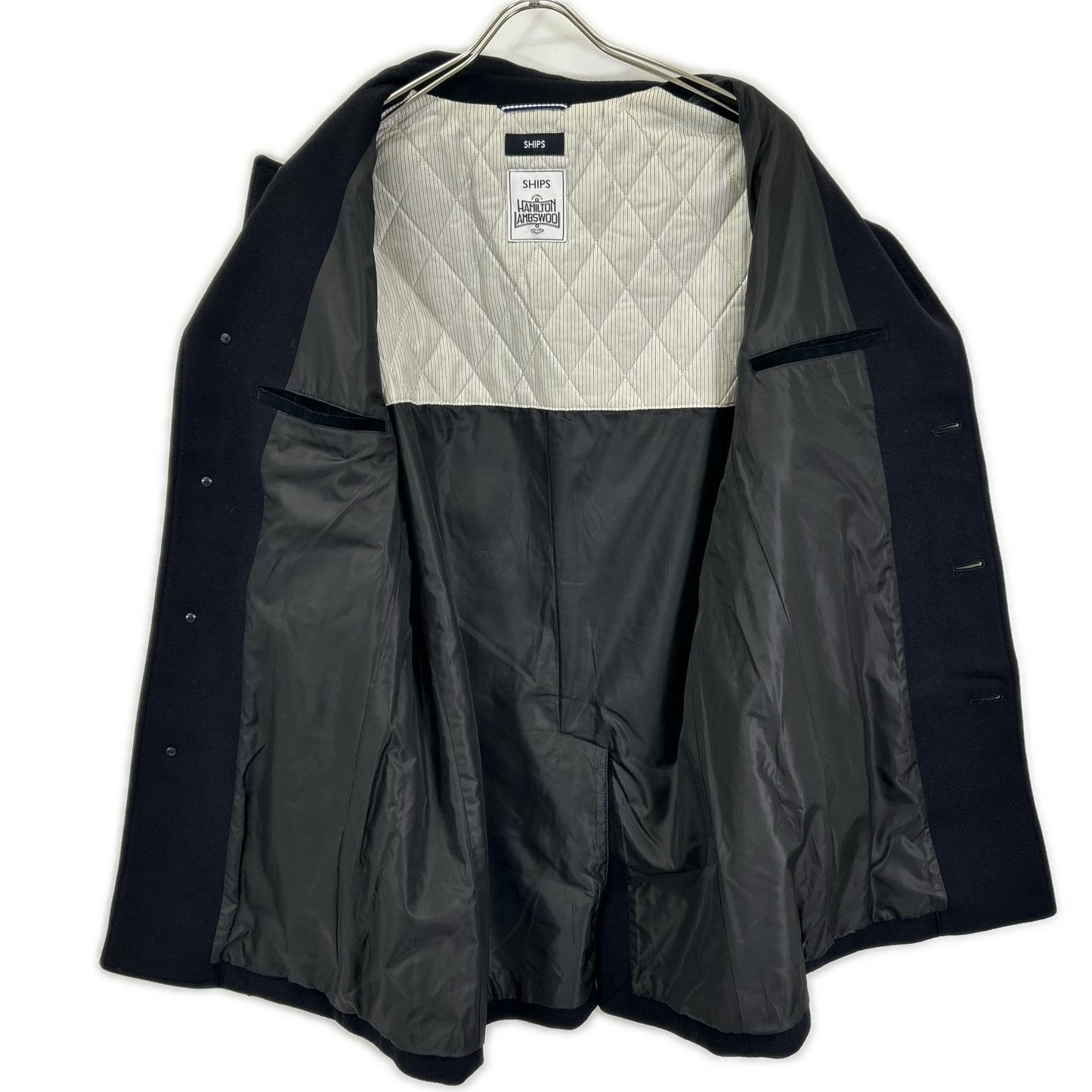 SHIPS Hamilton Lambswool Melton P-Coat Navy Size L