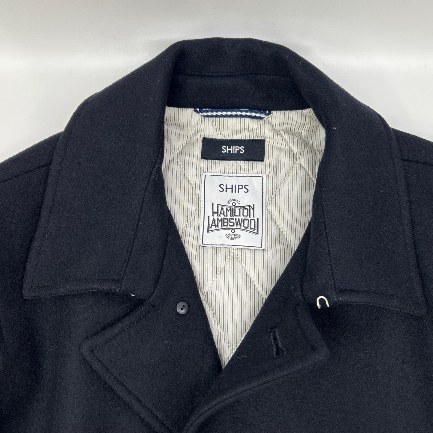 SHIPS Hamilton Lambswool Melton P-Coat Navy Size L