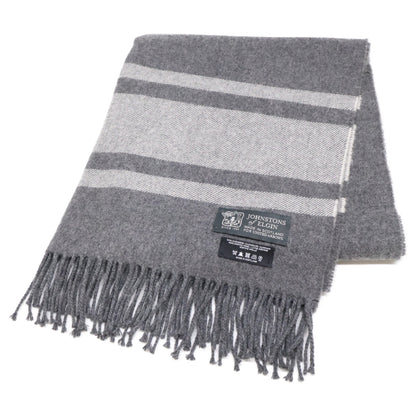 Johnstons Cashmere Wool Fringe Scarf Gray Size ONE SIZE