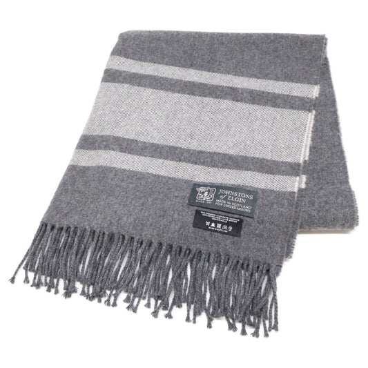 Johnstons Cashmere Wool Fringe Scarf Gray Size ONE SIZE