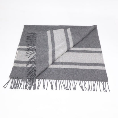 Johnstons Cashmere Wool Fringe Scarf Gray Size ONE SIZE