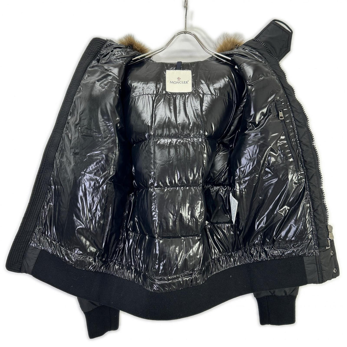 MONCLER Ribera Fur Hooded Down Jacket Black Size 1