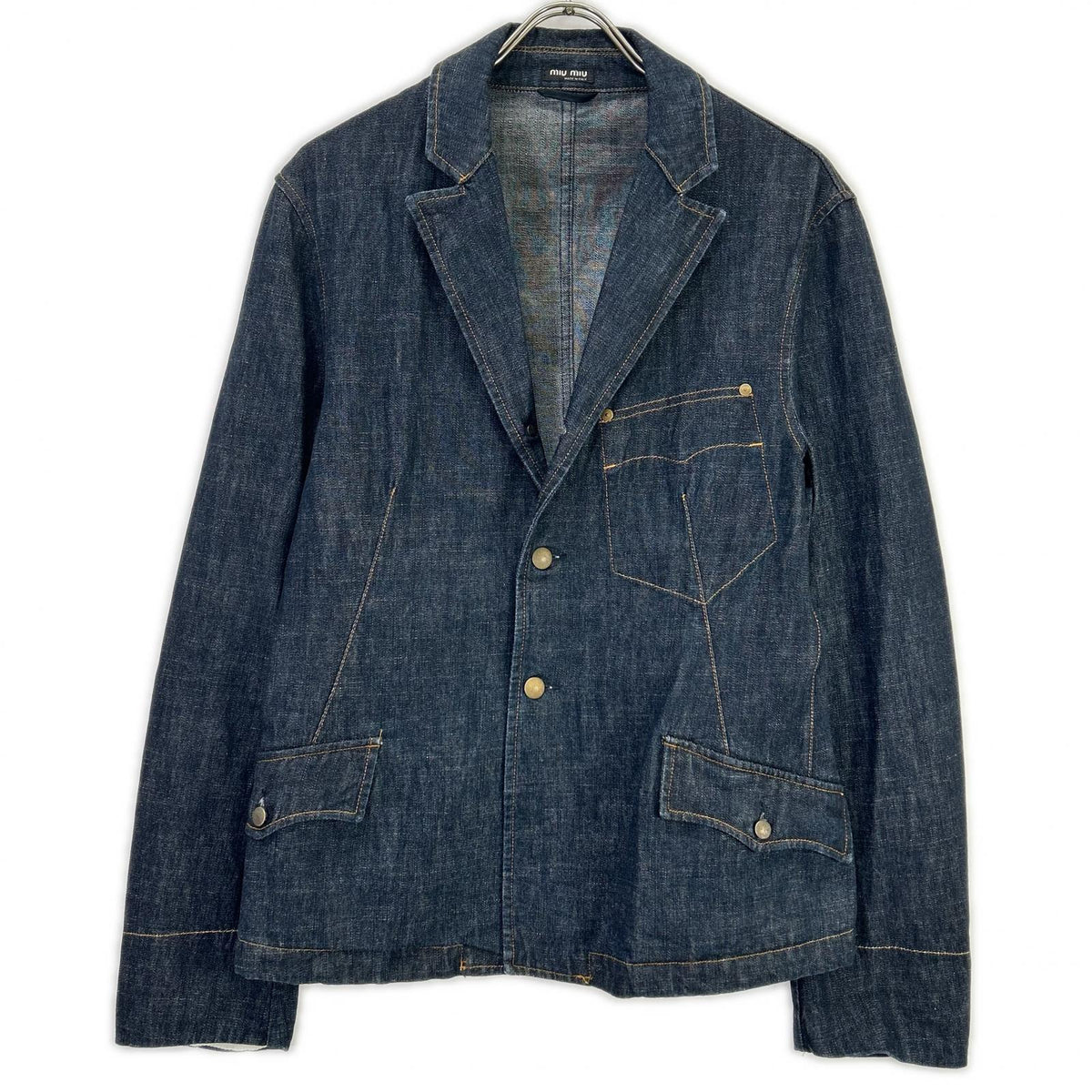 MIUMIU Tailored Stitch Design Denim Jacket Indigo Size 46