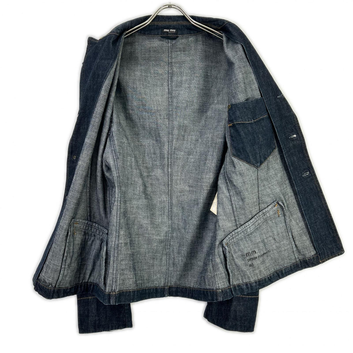 MIUMIU Tailored Stitch Design Denim Jacket Indigo Size 46
