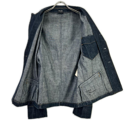 MIUMIU Tailored Stitch Design Denim Jacket Indigo Size 46