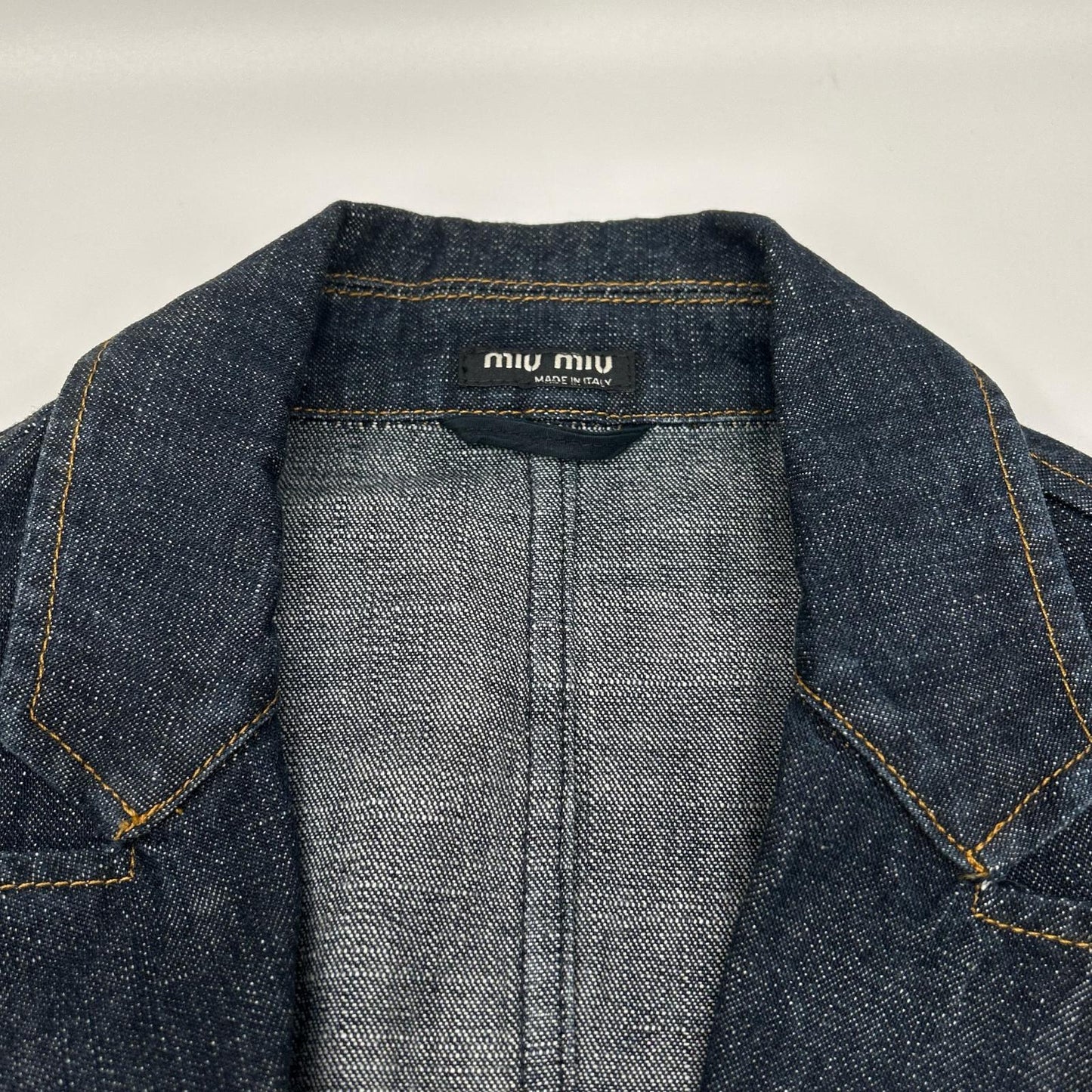 MIUMIU Tailored Stitch Design Denim Jacket Indigo Size 46