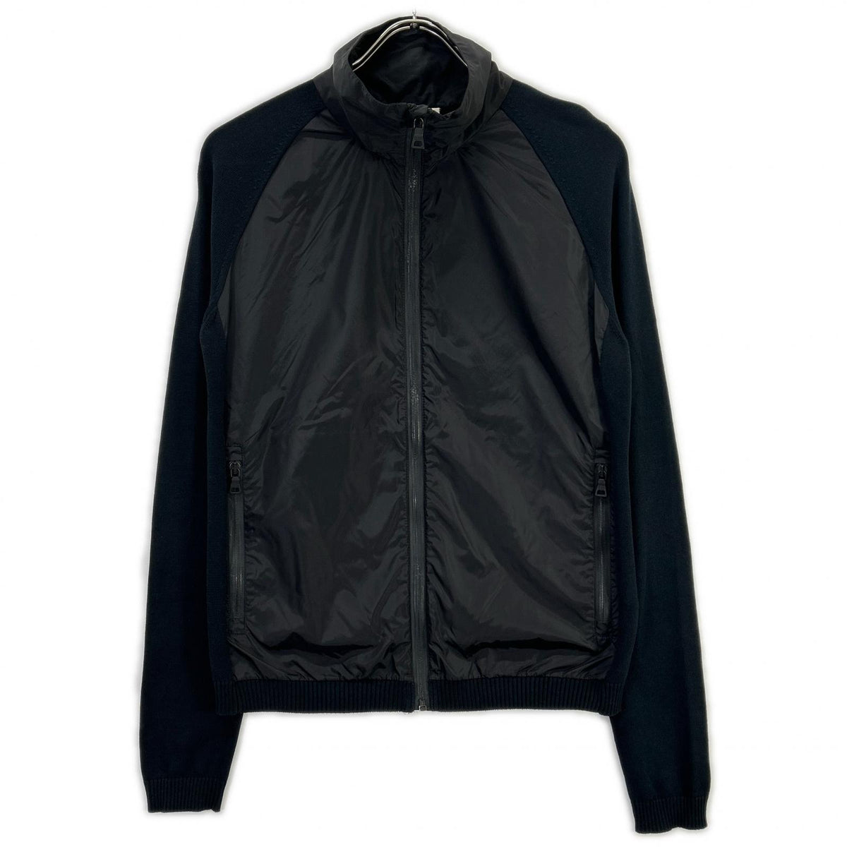 PRADA SPORT 11 Nylon Knit Panel Track Jacket Black Size 48