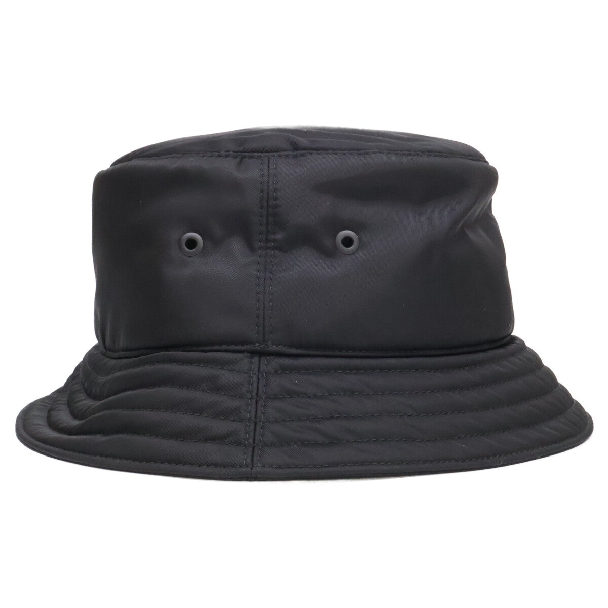 BURBERRY Padded Nylon Logo Print Bucket Hat Black Size L