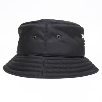 BURBERRY Padded Nylon Logo Print Bucket Hat Black Size L