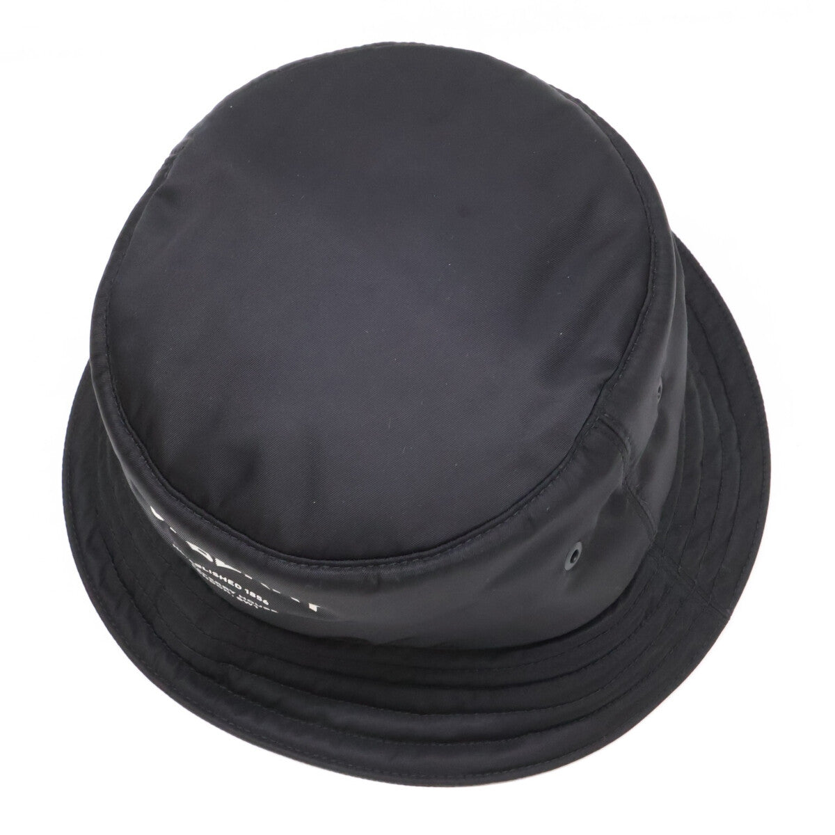 BURBERRY Padded Nylon Logo Print Bucket Hat Black Size L