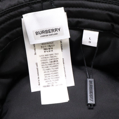 BURBERRY Padded Nylon Logo Print Bucket Hat Black Size L