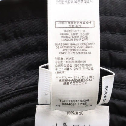 BURBERRY Padded Nylon Logo Print Bucket Hat Black Size L