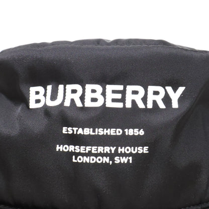 BURBERRY Padded Nylon Logo Print Bucket Hat Black Size L