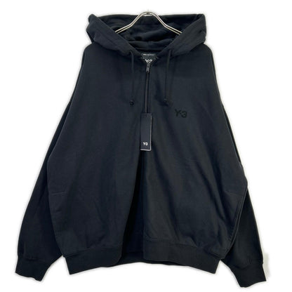 Y-3 Brushed Terry Zip Hoodie Black Cotton Jacket Size XL