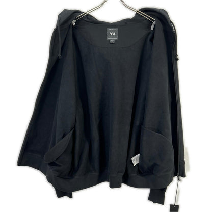 Y-3 Brushed Terry Zip Hoodie Black Cotton Jacket Size XL
