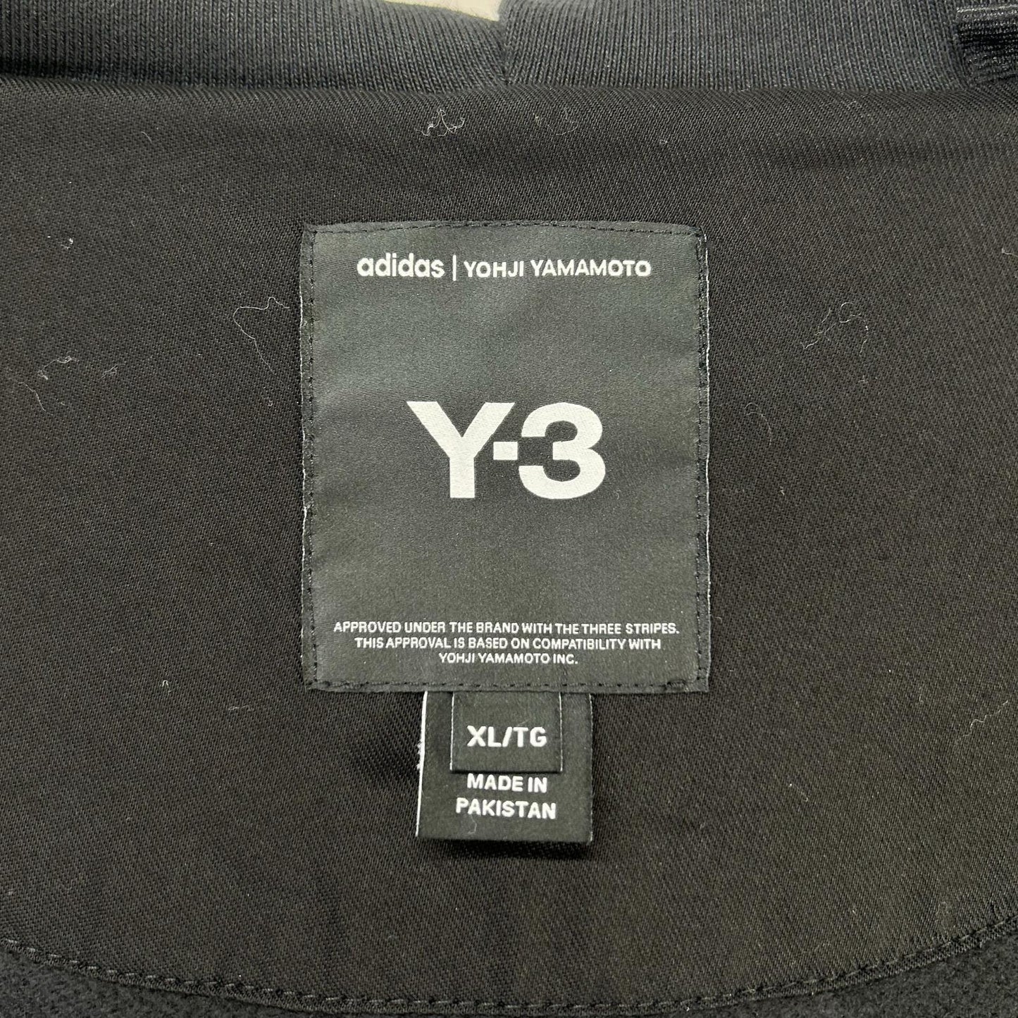 Y-3 Brushed Terry Zip Hoodie Black Cotton Jacket Size XL