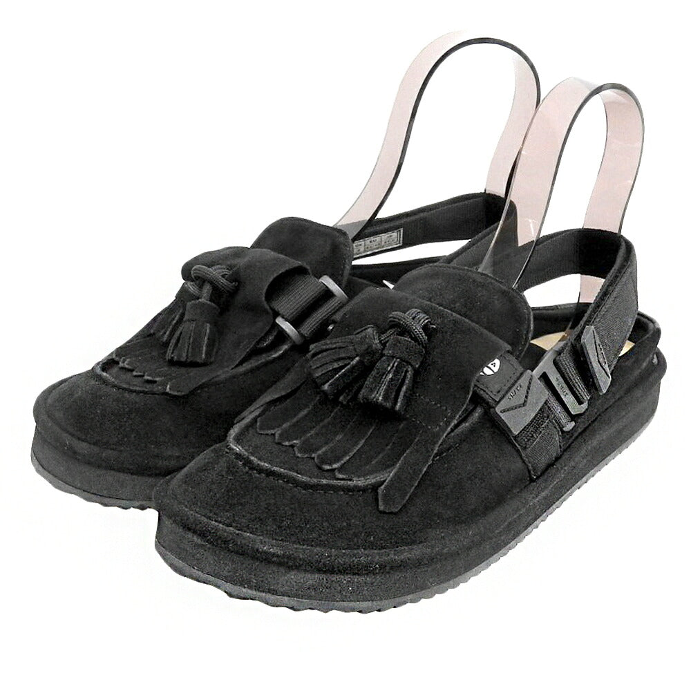 SHAKA Moc Mule Tassel Suede Sandals Black Size 27