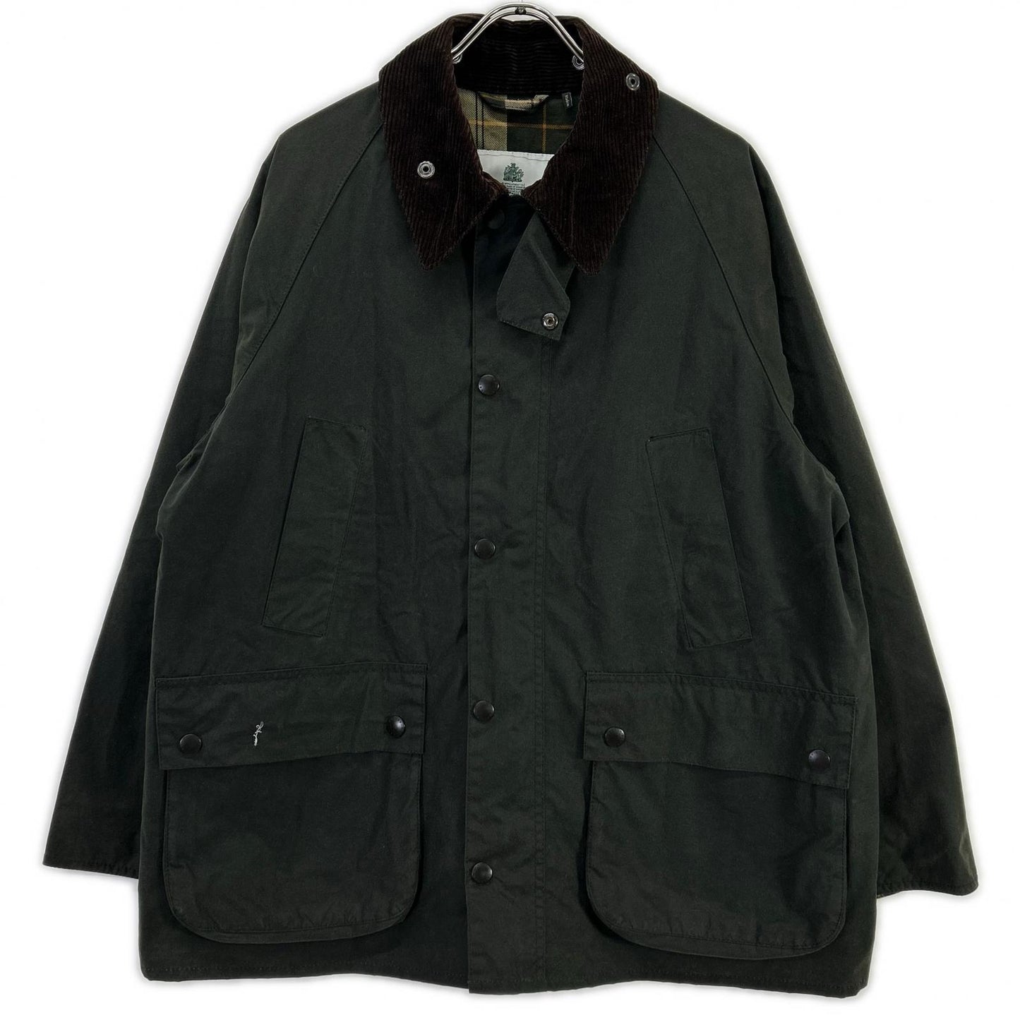Barbour Oversize Wax Bedale Jacket Green Cotton Size 40