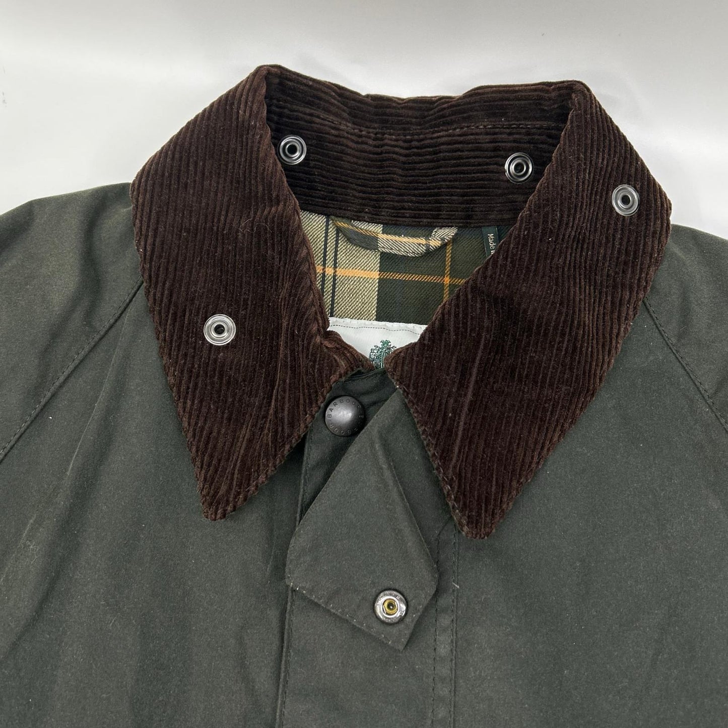 Barbour Oversize Wax Bedale Jacket Green Cotton Size 40