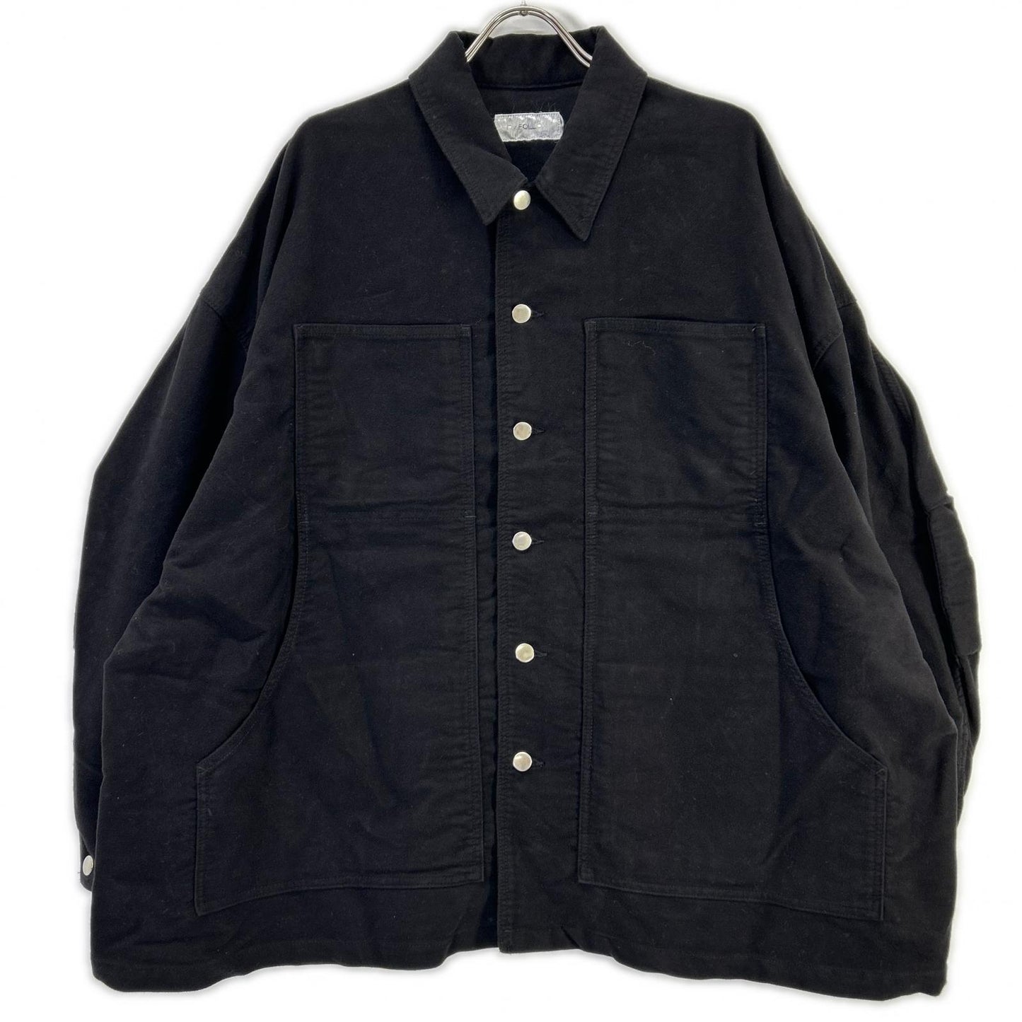 FOLL Cocoon Moleskin Utility Jacket Black Cotton Free Size