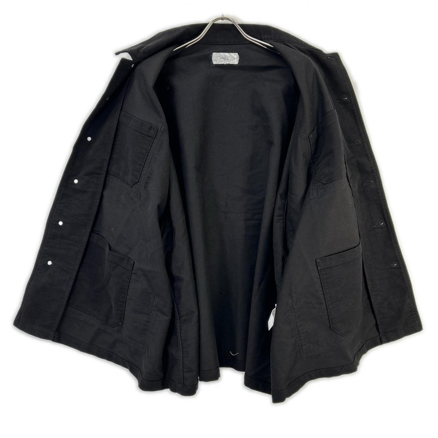 FOLL Cocoon Moleskin Utility Jacket Black Cotton Free Size