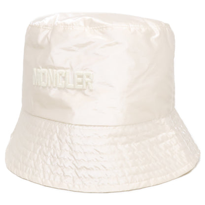 MONCLER Logo Embroidered Nylon Bucket Hat White Size M