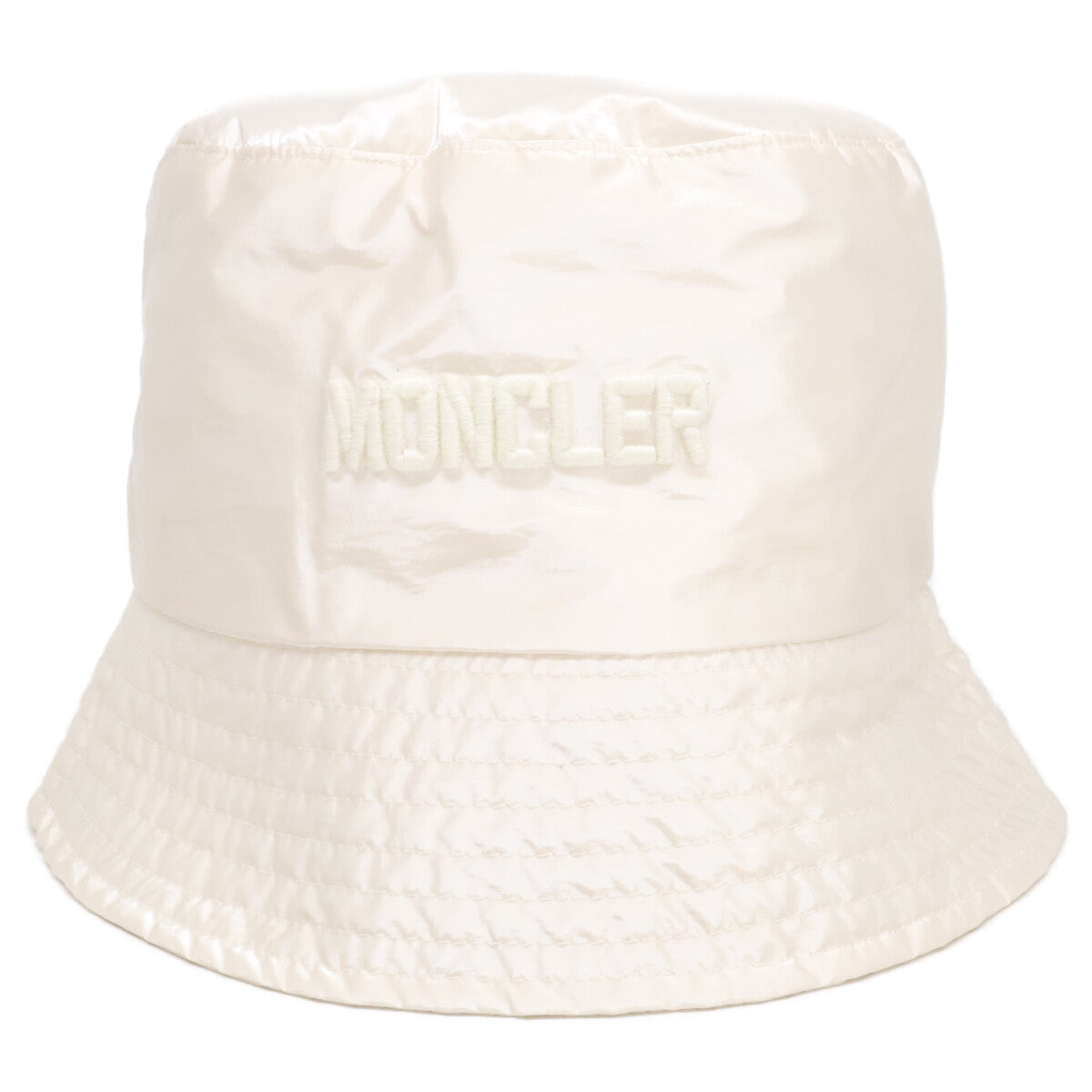 MONCLER Logo Embroidered Nylon Bucket Hat White Size M