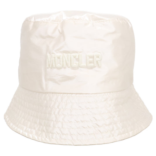 MONCLER Logo Embroidered Nylon Bucket Hat White Size M
