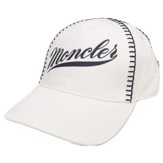 MONCLER Logo Gabardine Baseball Cap White/Navy Size UNI