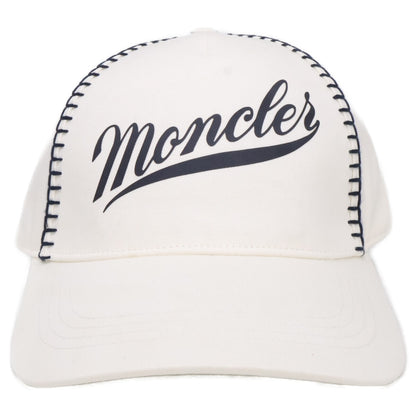 MONCLER Logo Gabardine Baseball Cap White/Navy Size UNI