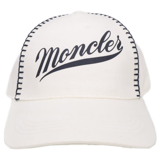 MONCLER Logo Gabardine Baseball Cap White/Navy Size UNI