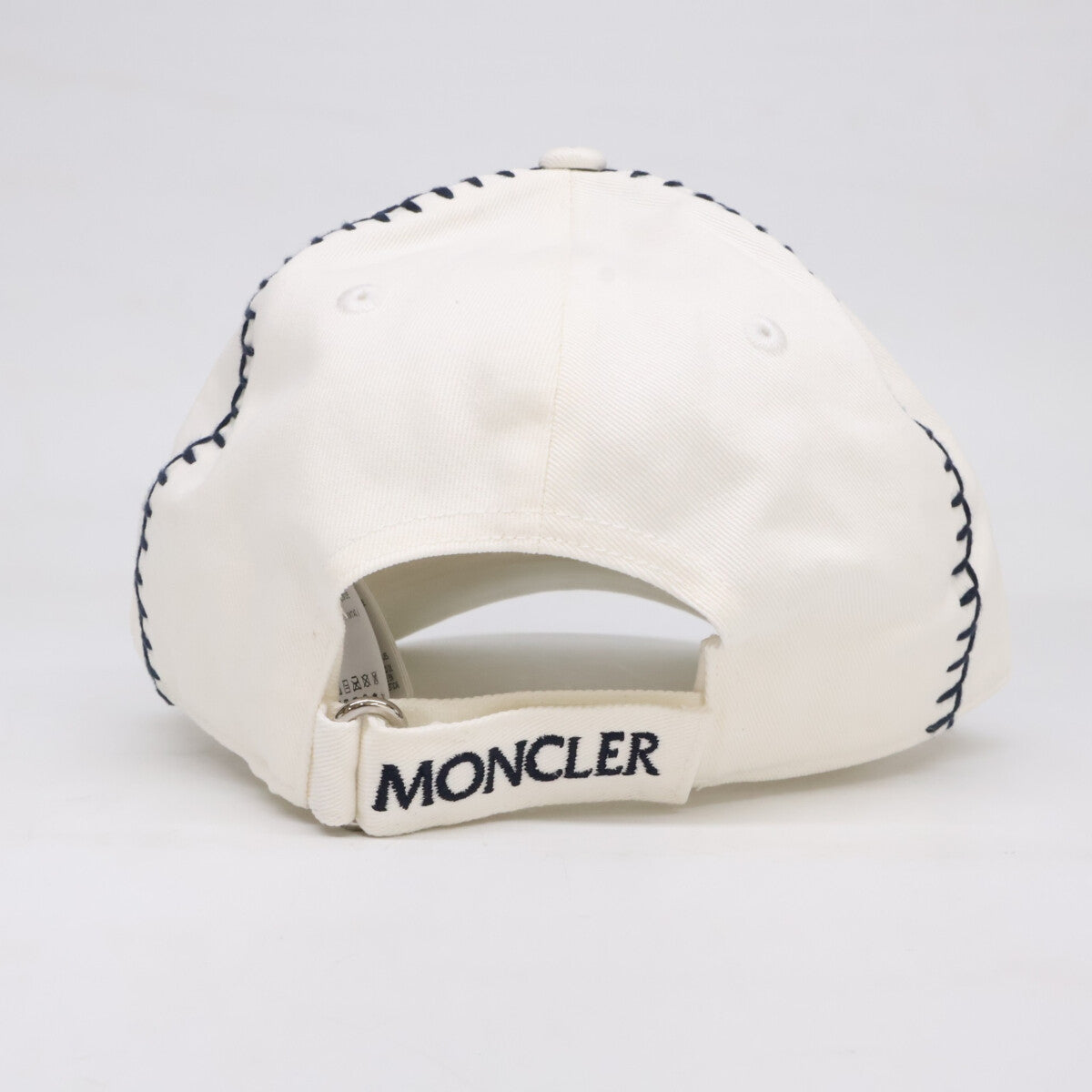 MONCLER Logo Gabardine Baseball Cap White/Navy Size UNI